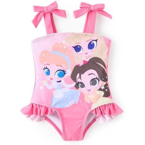 Disney Stitch Elsa Moana Minnie Toddler Girl Swimsuits UPF 50+ One Piece Bathing Suits Baby Girls Swimwear for 3M-6Years