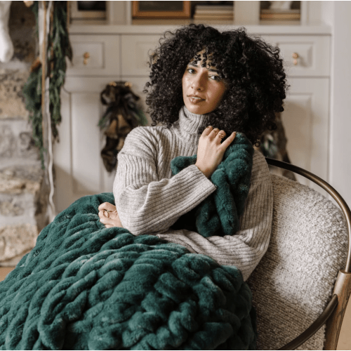 DOUBLE RUCHED FAUX FUR THROW BLANKETS