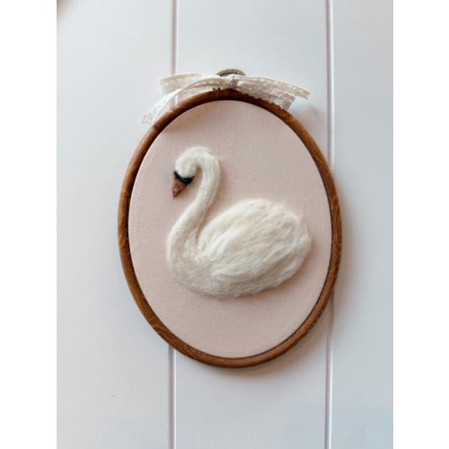 Needle Felt Swan Wall Art, Handmade Nursery Decor, Heirloom Felt Animal, Neutral Baby Room Art, Neutral Nursery Decor, Soft Storybook Animal