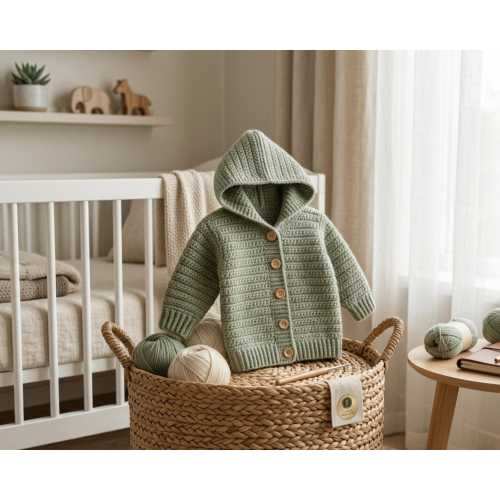 Premium Baby Crochet Cardigan Pattern, Hooded Infant Sweater Crochet Pattern PDF, Easy Beginner Crochet Pattern, 5 Sizes 0-24 Months