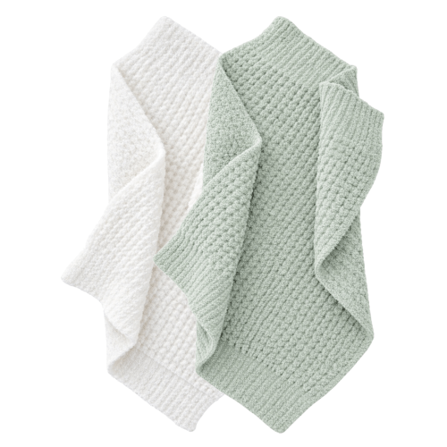 2-Pack Phufy® Bliss Mini Blanket, Mist Green/White Waffle