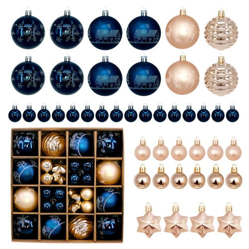 PayUSD Christmas Balls Ornaments for Christmas Decorations 44 pcs Xmas Christmas Tree Shatterproof Ornaments Set for Holiday Wedding Party Decoration (1.18"-2.36", Dark Blue)