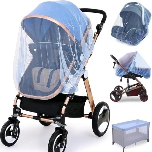 Baby Stroller Mosquito Net (2 Pack) - Durable Mesh Protection for Bassinets, Cradles, Playards, Pack N Plays & Portable Mini Cribs | Breathable Universal Fit Insect Barrier (Black)