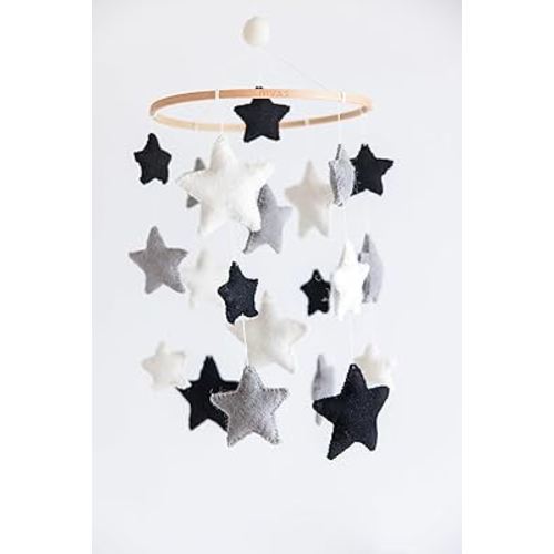 Nivas Monochrome Star Mobile/Star Mobile/Black and white Nursery Decoration/Monochrome Nursery/Celestial Mobile