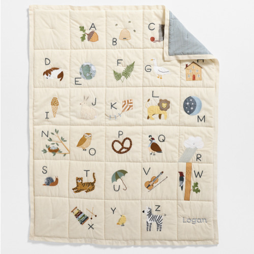 Cozy ABC's 100% Organic Cotton Baby Crib Quilt