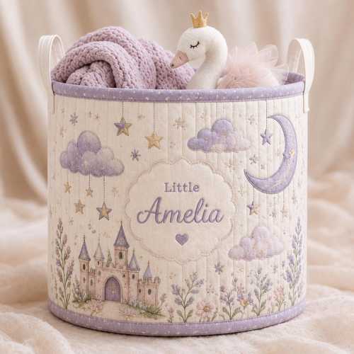 Personalized Baby Quilted Laundry Basket, Custom Nursery Toy Storage Bin, Baby Hamper, Kids Laundry Basket, Newborn Gifts, Gifts For Baby