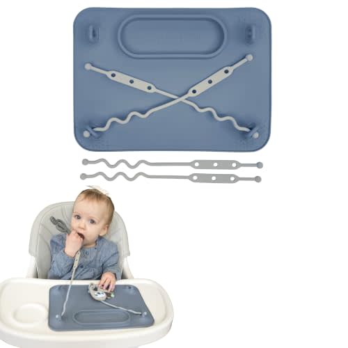 Busy Baby Silicone Mat NEW Suction Cups Self Feeding with 4 Straps (Pewter)