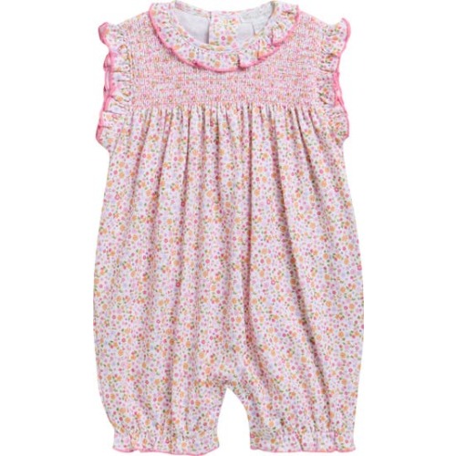 Floral Smocked Pima Cotton Bubble Romper