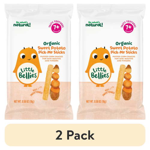 (2 pack) Little Bellies Organic Sweet Potato Pick-Me Sticks, Baby & Toddler Puff Snack, Age 7 Months, 0.56 oz