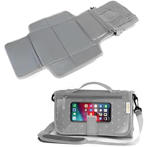 Premium Portable Diaper Baby Changing Pad | CPC Certified Safe | Touchscreen-Friendly Pocket | One-Touch Easy Closure | Travel Diaper Clutch | Newborn Baby Essentials | Baby Shower Gifts (Grey)
