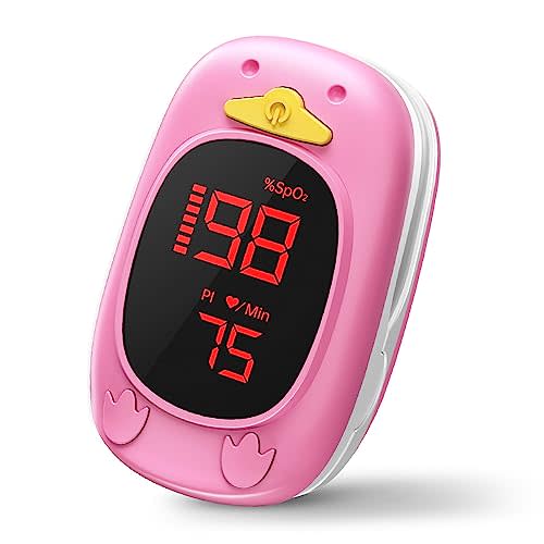 HOLFENRY Child Pulse Oximeter For Kids - Pink, Multifunctional, Pediatric, Battery Included