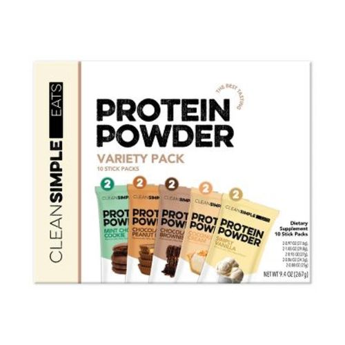 Clean Simple Eats Protein Powder Variety Pack - 9.4oz/10ct: Whey Protein Isolate, Chocolate, Vanilla, Mint