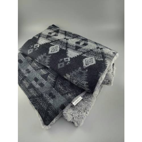 Baby Blanket, Western, Tribal, Rustic, Grey Faux Fur, Blue, Black, Gray, Baby Boy, Baby Girl, Gender Neutral