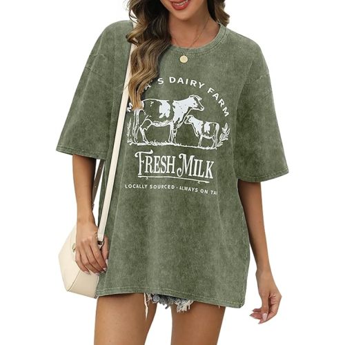 Zipper Nursing Friendly Tops for Women Breastfeeding Maternity Shirts Cotton Oversized Graphic Acid Wash Funny Tees