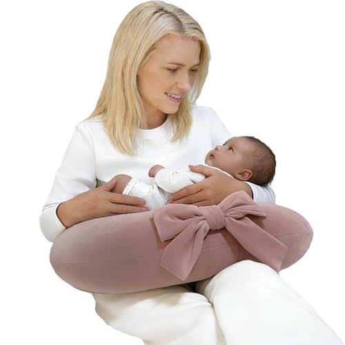 Nursing Pillow, U-Shaped Breastfeeding Support Cushion for Bottle & Breast Feeding (Pink)