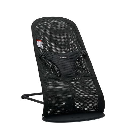 BabyBjörn Bouncer Bliss, Black Frame, Mesh, Black 2-in-1 Adjustable Baby Bouncer Seat and Toddler Chair, Newborn to Toddler (8-29 lbs), 4 Positions, Lightweight & Portable