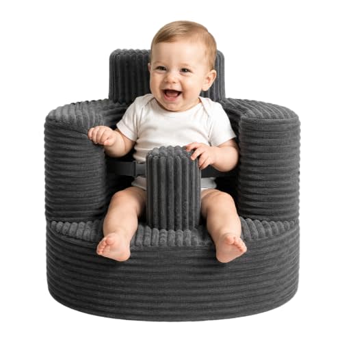 Baby Seats for Infants for Sitting Up 3-24 Months, Sponge Portable Baby Chair for Learning to Sit, Back Support Floor Seat with Seat Belt