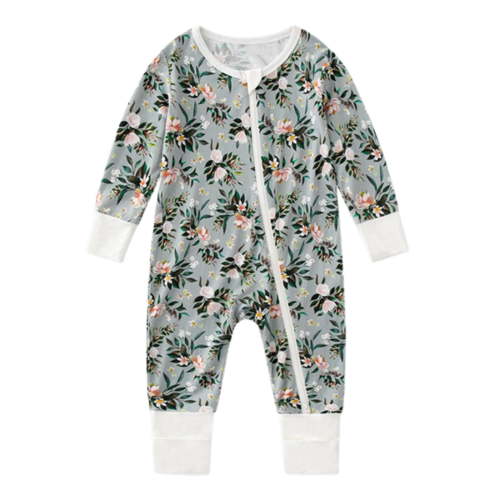 Weebloom Bamboo Pajamas Baby Bamboo Romper Jumpsuit Comfortable Stylish Bodysuit Sleep And Play For 0-24 Months Onesies Sleepwear,Green 0-3 Months