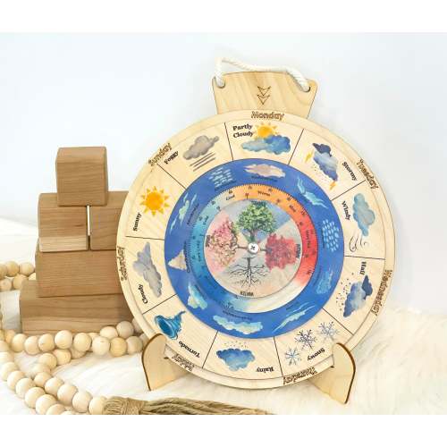 Weather Calendar/ Montessori Weather Wheel/ Weather Chart/ bilingual french/ Montessori Weather Learning edcational toys/ Kids activity