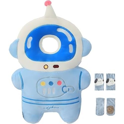 WKC Baby Head Protector Backpack with Knee Pads & Non-Slip Socks, Toddler Safety for Crawling & Walking (Style 14)