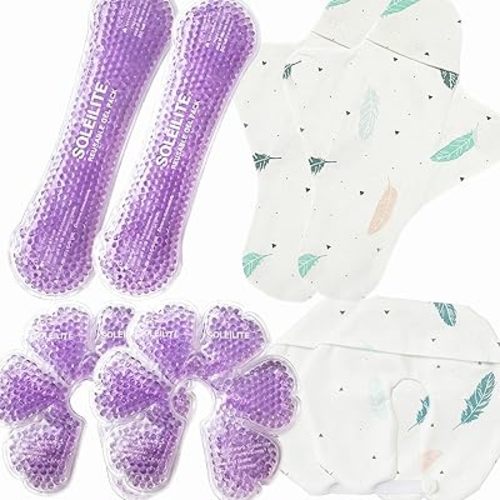 Perineal and Breast Ice Packs Set for Postpartum Care, Purple