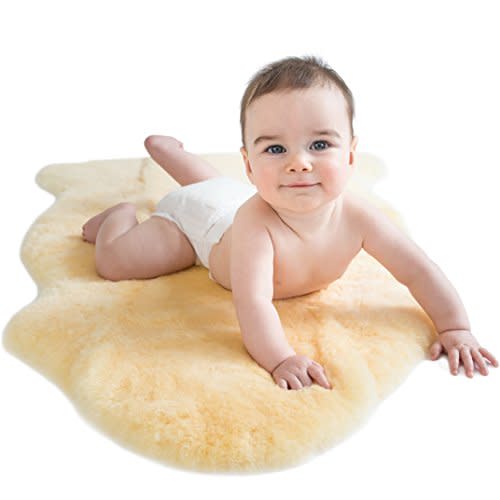 Woolino Sheepskin Luxuriously Soft Fluffy Rug for Bedroom, 100% Natural Australian Merino Wool Lambskin Baby Carpet - Flax