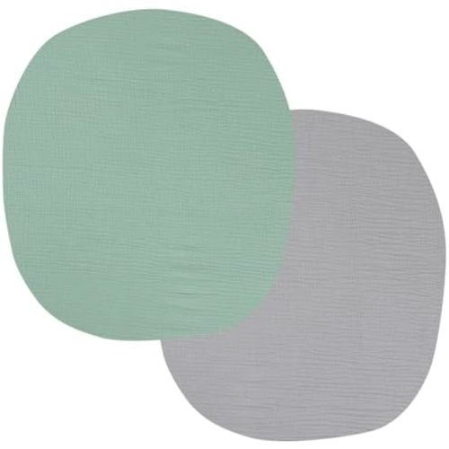 Onacosht Muslin Bassinet Sheets 24" x21" Compatible with Graco Pack ‘n-Play Dome LX Bassinet, Small Round Bassinet Sheets 2 Pack 100% Cotton Grey and Green