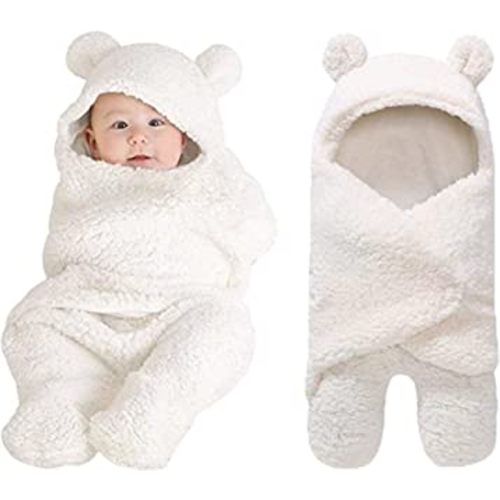 XMWEALTHY Cute Newborn Baby Boys Girls Blankets Plush Swaddle Blankets White