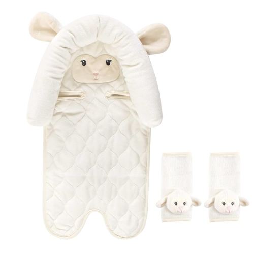 Hudson Baby Unisex Baby Car Seat Insert and Strap Covers, Lamb, One Size