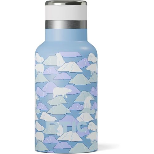 RTIC Little Journey Water Bottle with Straw, Ceramic-Lined, Insulated, Stainless Steel, Metal, Double Wall Vacuum-Insulation, Leak-Proof Lid, BPA-Free Water Flask for Sports, Travel, Polar Ice