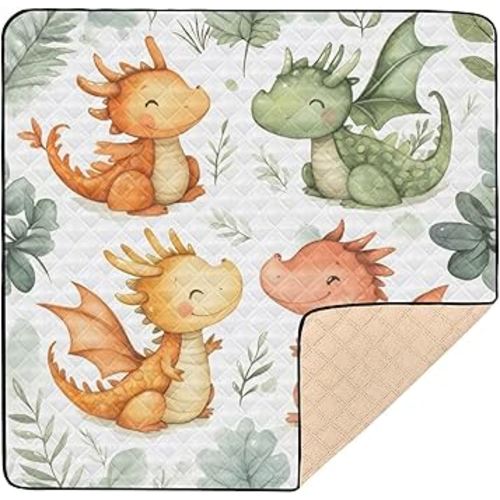 GOODOLD Cute Dragons Baby Play Mat 50x50 Inch One-Piece Soft Crawling Mat Waterproof Playmat with Non-Slip Bottom for Babies, Toddlers, and Infants