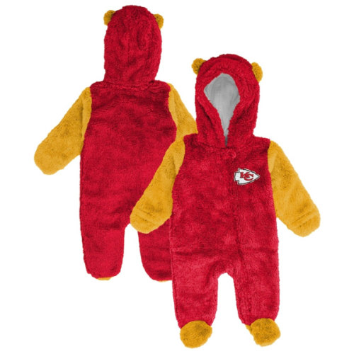 Newborn & Infant Outerstuff Red Kansas City Chiefs Stay Napping Fleece Bunting Full-Zip Sleeper