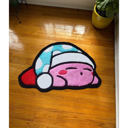 Kirby sleepy rug, sleeping kirby rug, Kirby Rug,Girl Room Decor,Pink Room Decor,cute kirby rug,Kids Room Decor, Kirby Decor,custom rug