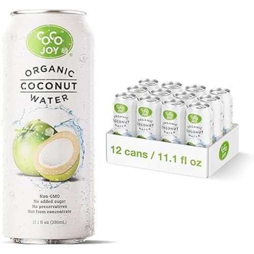 CoCo Joy All Organic Coconut Water, Natural and Fresh, Nutrient-Rich Coconut-Water Drink with Electrolytes, Potassium, and Other Nutrients, 11 Fl Oz (Pack of 12)