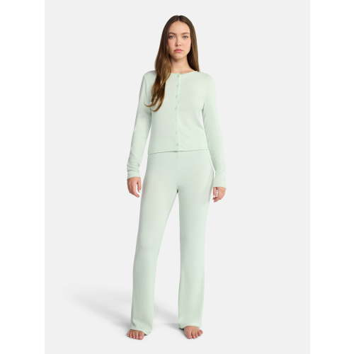 No Boundaries Sleep Cardigan and Flare Pants Set, 2-Piece, Women’s