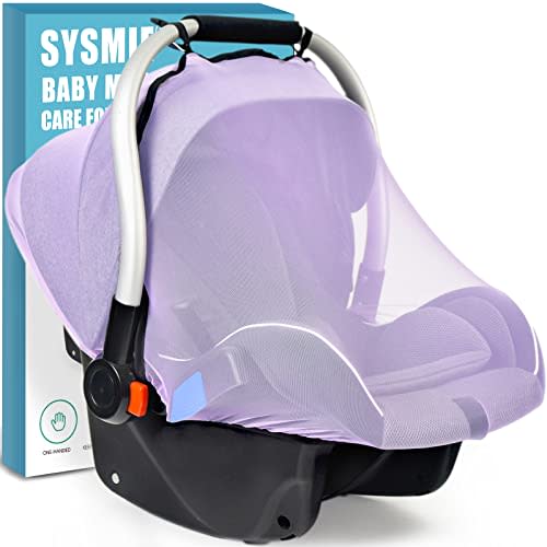 Sysmie Baby Mosquito Net for Infant Car Seat and Doona Stroller, Purple | Universal Fit Stroller,Bassinet,Carrier, Durable Breathable with Elastic Netting, Summer Essential for Infant Travel,Camping