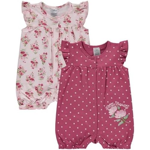 Cudlie 2-Pack Baby Girl Rompers – Soft Cotton, Everyday Comfort