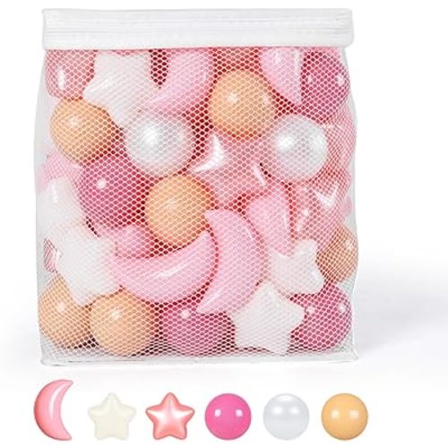 Realhaha Ball Pits Balls Shapes for Toddlers,Plastic Star Balls for Ball Pool Pit,Slide,Playpen, Birthday Party, Christmas Decoration, Great Gift for Boys Girls 50 100 200