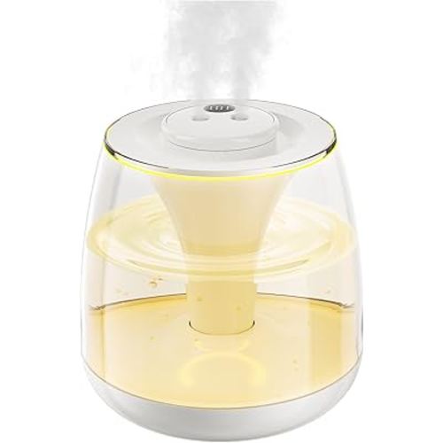 Humidifiers for Bedroom, 3 L Cool Mist Top-Fill 40H Super Long Time, 23dB Quiet, Baby Humidifier, Oil Diffuser for Large Room, Plants, Nursery, Office, 7 Color Light Ultrasonic (white)