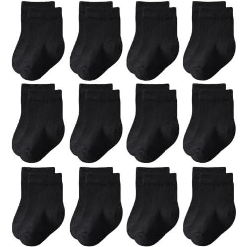 Baby Crew Socks 12-Pack Cotton Newborn Baby Boys Girls Socks 0-3T