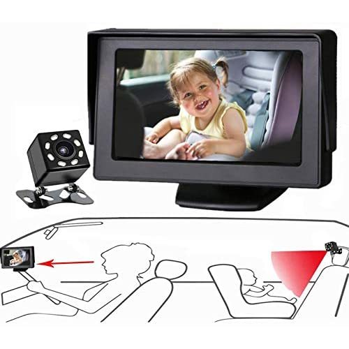 Baby Mirror for Car, Back Seat Baby Car Camera with Night Vision, View Infant in Rear Facing Seat with 4.3-Inch HD Display, Observe The Baby's Every Move at Any Time while Driving