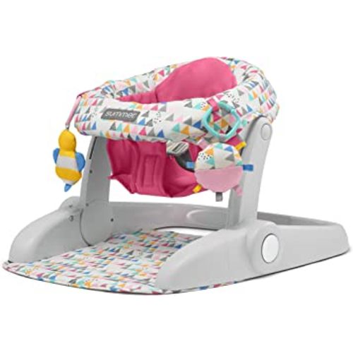 Summer Infant Learn-to-Sit 2-Position Floor Seat (Funfetti Pink) – Sit Baby Up in This Adjustable Baby Activity Seat Appropriate for Ages 4-12 Months – Includes Toys