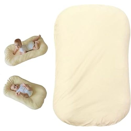 Aila + Aiden Baby Lounger | Organic Cotton Infant Lounger | Adjustable & Portable Floor Lounger |Supervised Use | Soft, Breathable, Washable Cover - Snuggle Collection - (Cream)