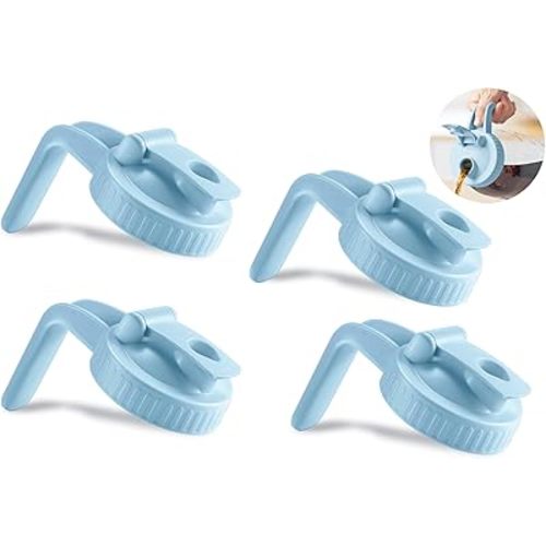 4 Pack Wide Mouth Mason Jar Lids V-Shaped with Handle, Mason Jar Pour Spout Lid with Extended Flip Lid Easy to Open, Airtight Leak Proof and Durable