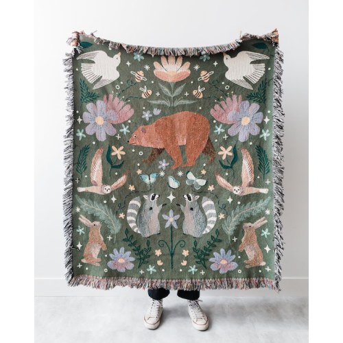 Woodland Animal Throw Blanket: Personalized Cute Nature Home - Etsy