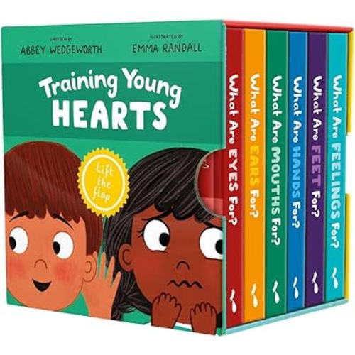 Training Young Hearts Board Books Boxed Set: 6 Lift-the-Flap Board Books & Guide for Grown-Ups (Christian Books for Babies, Toddlers, Preschoolers & ... For? Mouths, Feet, Ears, Eyes, Feelings) Board book – Picture Book, August 1, 2025