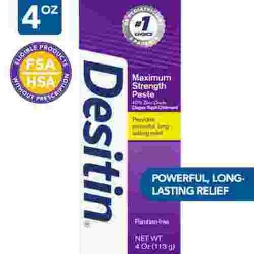 Desitin Maximum Strength Baby Diaper Rash Cream, Treat & Protect Infant with Zinc Oxide, 4 oz Tube