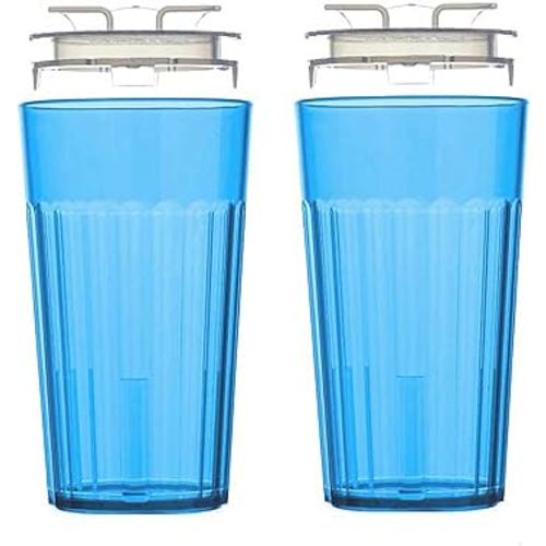 Reflo Smart Cup Bundle (Blue 2-Pack) Weaning and Self-Feeding Toddler Training Cup, Montessori Open Design, Slow-Spill 360 Rim Flow-Control, Made in USA, E-Guide via QR Code