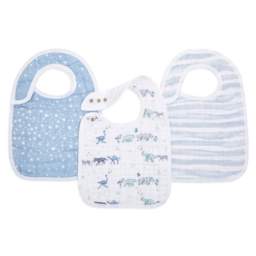 boutique cotton muslin snap bibs 3 pack