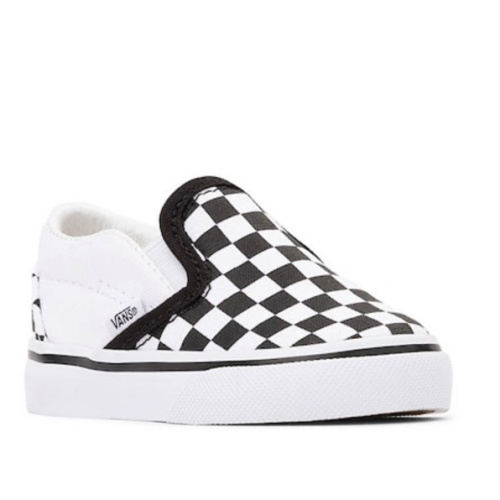 Vans Classic Slip-On Checkerboard Skate Shoe - Baby / Toddler - Black / White | Journeys